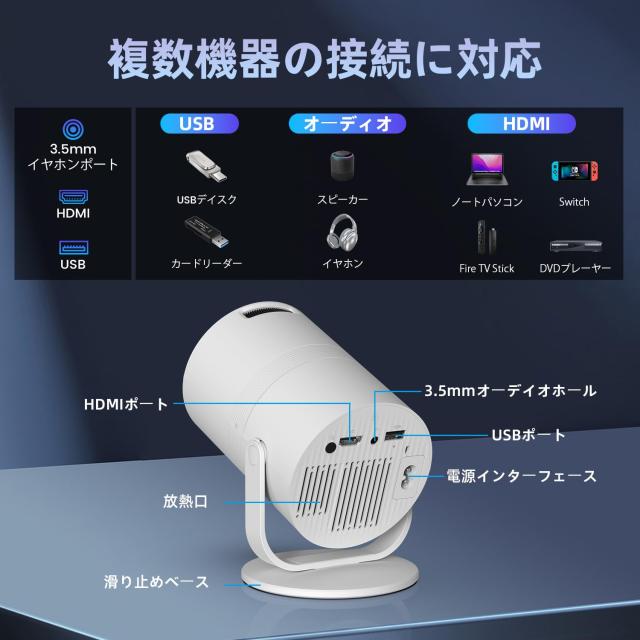 YINCODI プロジェクター 家庭用【業界初超小型＆軽量・Android TV 搭載
