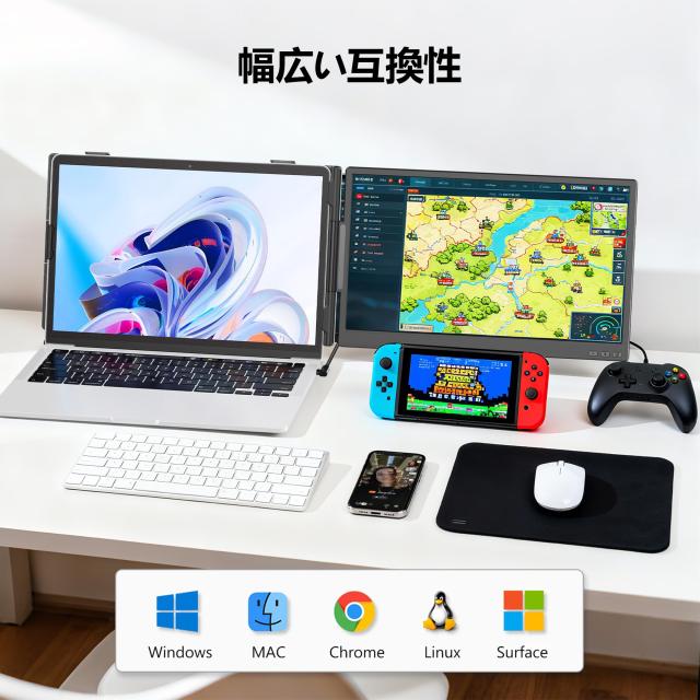 Laptomo デュアルモニター 14インチ モバイルモニター 持ち運 IPSパネル ポータブルデュアルディスプレイ FHD 1080P ノートパソコンモニ_5
