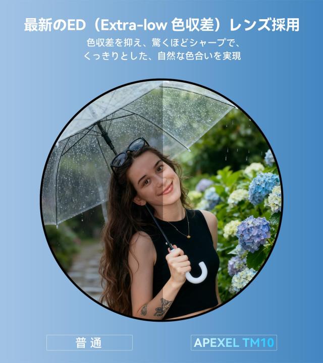【望遠とマクロ一体化】 APEXEL 10Xスマホ望遠レンズ 200mmスマホマクロレンズ 遠距離撮影も細部撮影もできる 超高コスパ 最新EDレンズ採