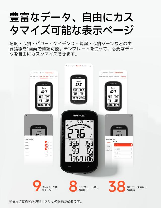 iGPSPORT BSC100MAX サイクルコンピュータ3.0インチGPSサイコン サイクルコンピューター Bluetooth5.0対応 スマートリマインダー スマー_4