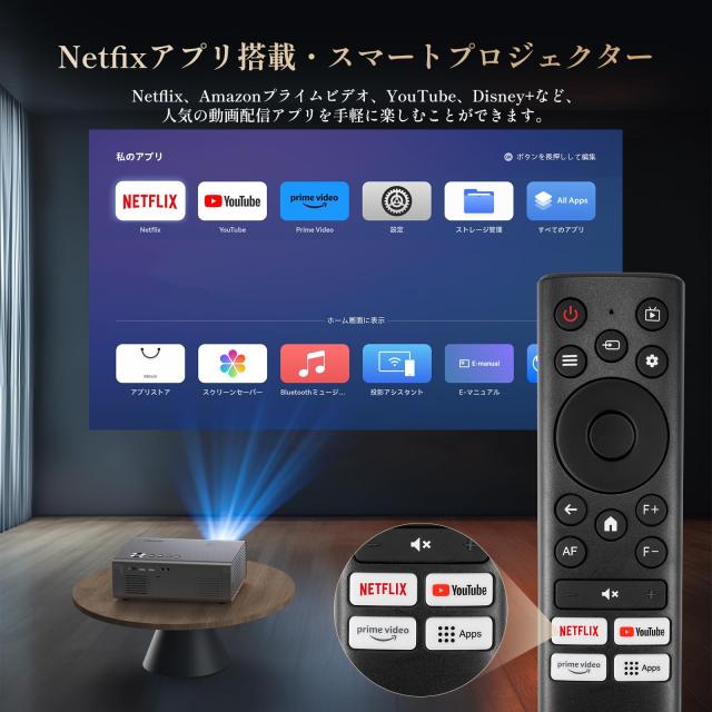 プロジェクター 家庭用 iSinbox【2025年進化モデル・1200ASNI ・4K対応】ホームプロジェクター 小型 天井投影 高輝度 1080P AIオートフォ_2