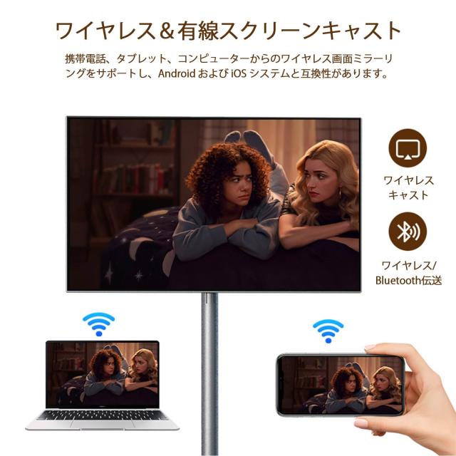 モバイルモニター 27インチ ホワイト 移動式スマートディスプレイ Android15 搭載 FHD IPS 100% sRGB 6GB+128GB 10 点タッチ 27000mAh 大_5