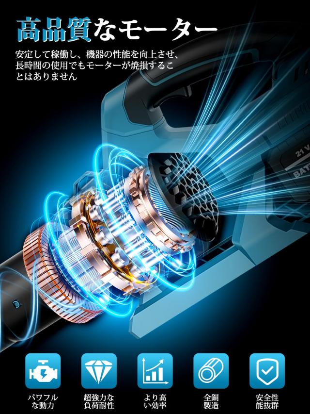 ブロワー 強力 ブロアー 充電式 残量表示 PSE認定 コードレス ブロワ 70m/s大風速 120000RPM 600g超強推力 4000mAh大容量バッテリ一2個搭_2