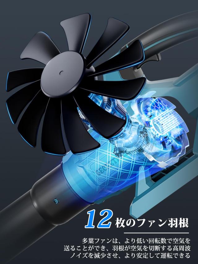 ブロワー 強力 ブロアー 充電式 残量表示 PSE認定 コードレス ブロワ 70m/s大風速 120000RPM 600g超強推力 4000mAh大容量バッテリ一2個搭_3