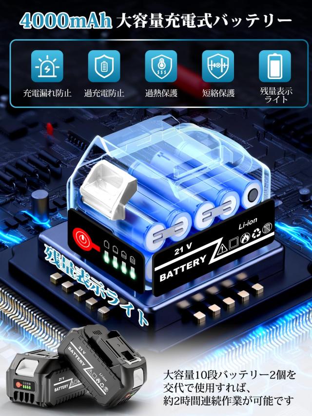 ブロワー 強力 ブロアー 充電式 残量表示 PSE認定 コードレス ブロワ 70m/s大風速 120000RPM 600g超強推力 4000mAh大容量バッテリ一2個搭_1
