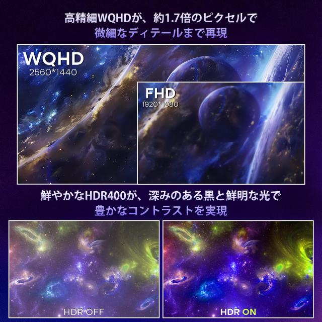 Amzfast 27インチ 320Hz ゲーミングモニター WQHD Fast IPS 1ms(MPRT) 135%sRGB HDR400 10bit 低ブルーライト VRR対応 PS5対応 Adaptive_2