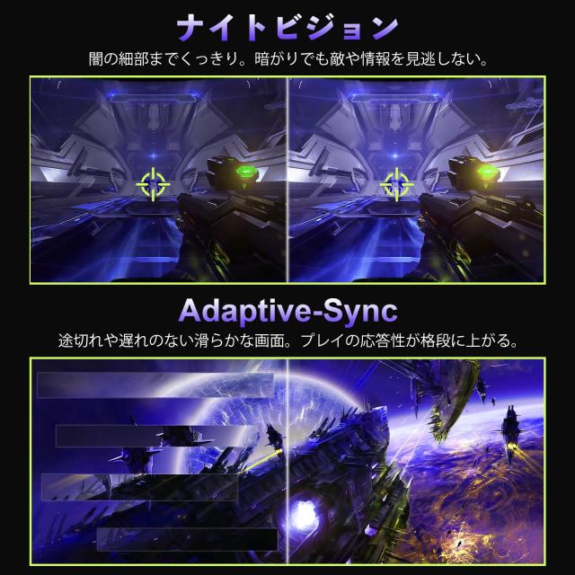 Amzfast 27インチ 320Hz ゲーミングモニター WQHD Fast IPS 1ms(MPRT) 135%sRGB HDR400 10bit 低ブルーライト VRR対応 PS5対応 Adaptive_6