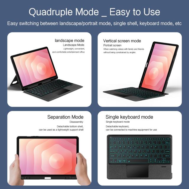 縦置き対応 Galaxy Tab S11 11インチ用の キーボード タッチパッド バックライト付き マグネット式 ケース 分離式 Galaxy Tab S11 対応_3