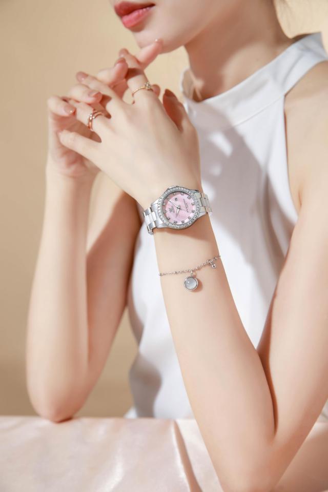 OLEVS レディース 腕時計 シェルダイアル セラミック ピンク 36mm_3