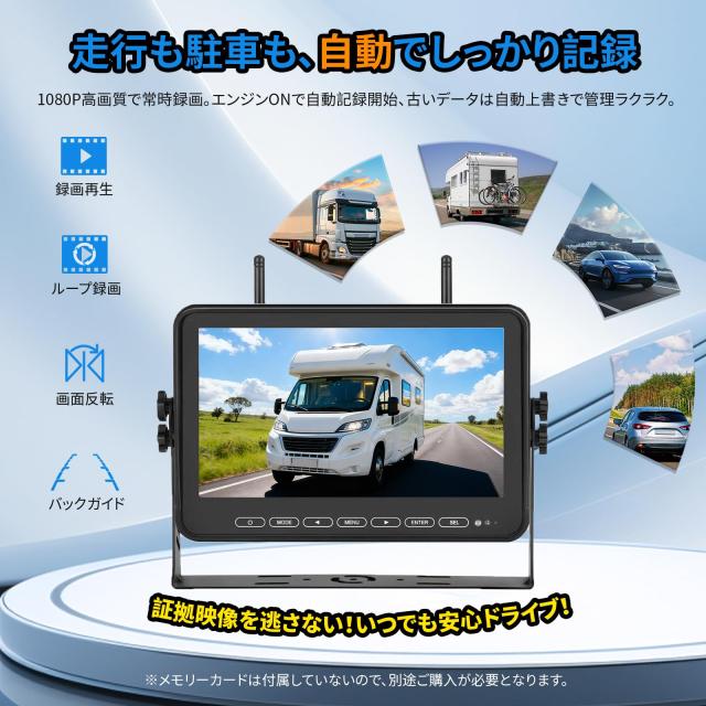 Stihoze 10.1インチ ワイヤレスバックカメラモニターセット トラック用