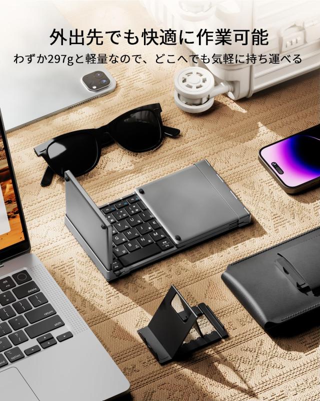 ProtoArc XK01 TP キーボード Bluetooth 折りたたみ式 ipad キーボード 大型タッチパッド搭載 3台同時接続 日本語配列 薄型 軽量 充電式_4