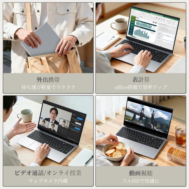 ノートパソコン Office2024搭載 パソコン Win 11 Pro 15.6インチ