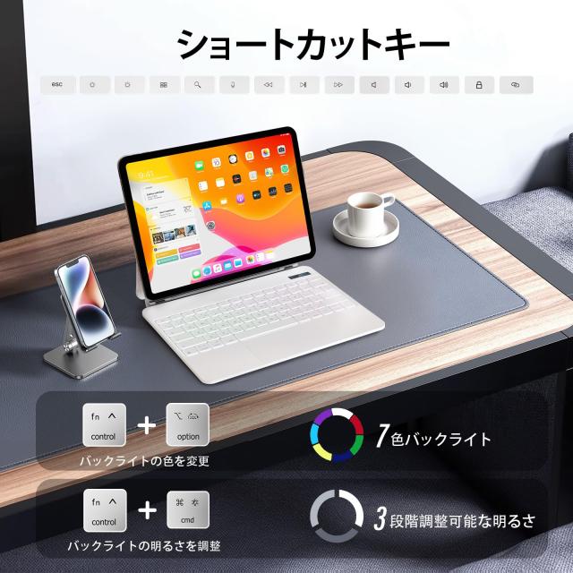iPad Air 13 インチ M3 2025 /M2 2024 ＆ iPad Pro 12.9インチ(第6/5/4/3 世代)用 磁気キーボードケース 日本語配列〜磁気装着・マルチジ_2