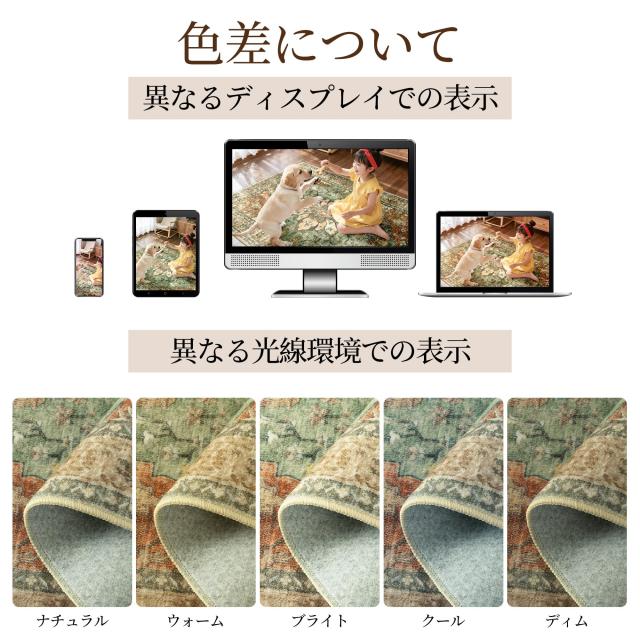 INOVADAY カーペット ラグマット 140×200cm 絨毯 ペルシャ風 洗えるラグ 滑り止め オールシーズン 床暖房 ホットカーペット対応 撥水加_3