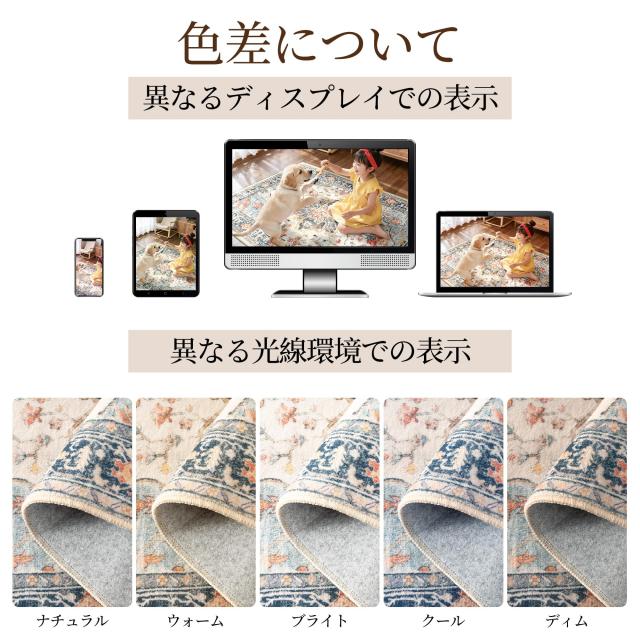 INOVADAY カーペット ラグマット 185×185cm 約2畳 絨毯 ペルシャ風 洗えるラグ 滑り止め オールシーズン 床暖房 ホットカーペット対応_2