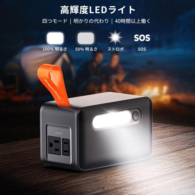 PowerUrus ポータブル電源 89.6Wh リン酸鉄 小型 軽量 AC100V DC100W ６つ出力ポート 急速充電 Type-C搭載 ポータブルバッテリー LEDライ_5