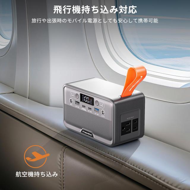 PowerUrus ポータブル電源 89.6Wh リン酸鉄 小型 軽量 AC100V DC100W ６つ出力ポート 急速充電 Type-C搭載 ポータブルバッテリー LEDライ_8