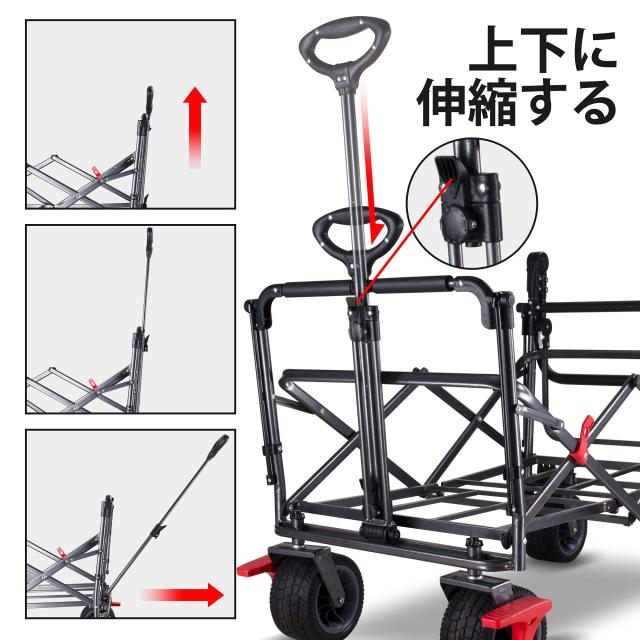 TMZ折りたたみ式全地形ガーデン車両、屋外キャンプキャンプ車両、取り外し可能なルーフ、伸縮式プルロッド、マルチスピード調整可能プッ_4