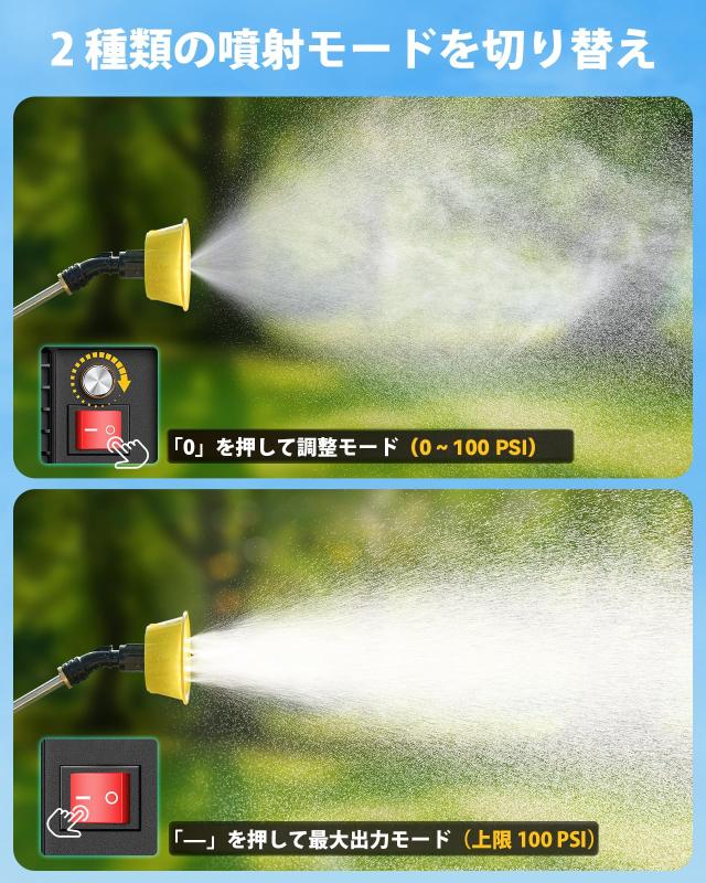 SEESII 電動噴霧器 18L 充電式 背負 2個4000mAhバッテリー 除草 防除 消毒 簡単 家庭菜園6種類ノズル 伸縮調整式金属パイプ 圧力調整可能_5