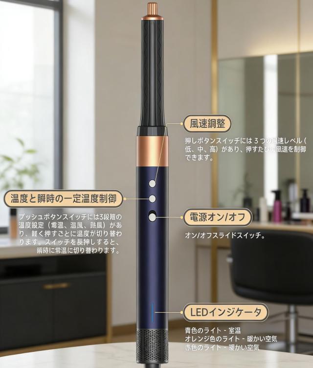 Vusemoo 8in1カールドライヤー 1200W 110000RPM ブルー_5