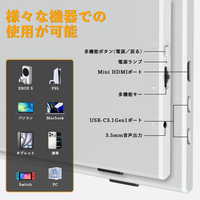 Minifire モバイルモニター 15.6インチ 1920*1080 モバイルディスプレイ ポータブルモニター IPS液晶パネル 非光沢画面 薄型 軽量 PU保護_4