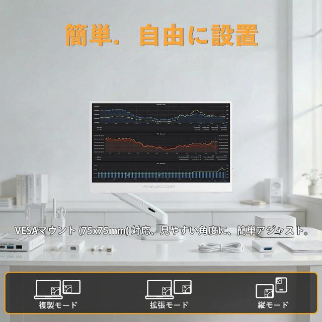 Minifire モバイルモニター 15.6インチ 1920*1080 モバイルディスプレイ ポータブルモニター IPS液晶パネル 非光沢画面 薄型 軽量 PU保護_6