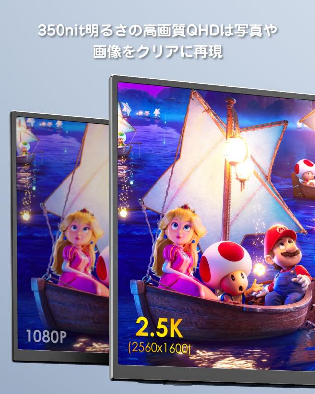 Yodoit モバイルモニター 2.5K 13.3インチ モバイルディスプレイ