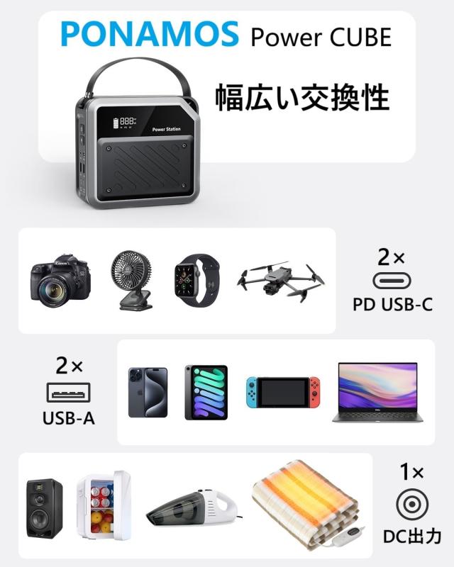 ポータブル電源 小型 ポタ電 急速充電 大容量 60000mAh 合計出力268W ぽーたふる電源 蓄電池 リン酸鉄 長寿命 軽量 コンパクト 1.6Kg モ_1