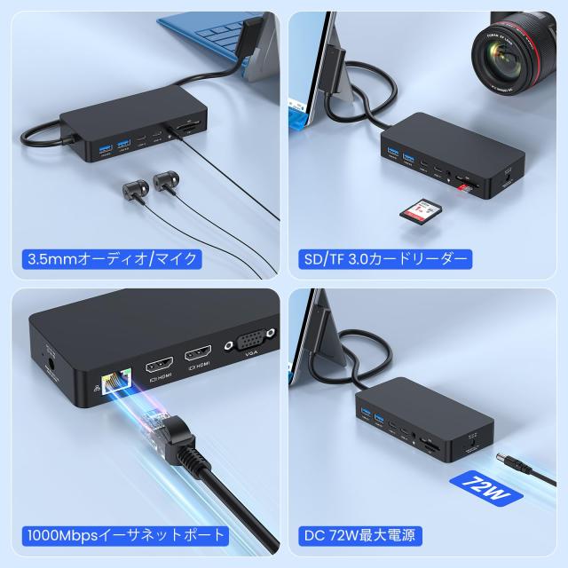 マイクロソフト Surface ドック ドッキングステーション、12-in-1