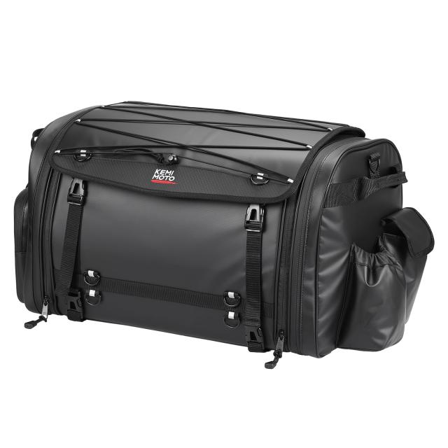 KEMIMOTO シートバッグ PVC防水素材 拡張機能あり 60-80L ツーリングバッグ レインカバー付き 全方位防水性 バイク リアバッグ 変形しに