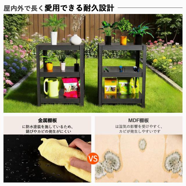 Polyidea スチールラック 3段 幅60 奥行40 高さ81 大容量 キッチンラック 家電収納棚 ヘビーデューティ メタルラック本体 組立簡単 ネジ_7