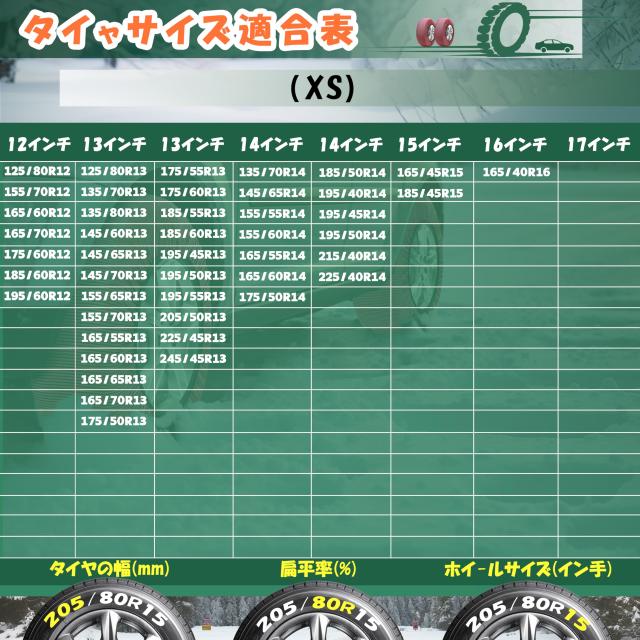 JASIDA スノーソックス タイヤチェーン 布製 軽自動車 スノーチェーン 非金属 簡単装着 チェーン規制対応【正規品】(XS)適応:155/65R13 1_2