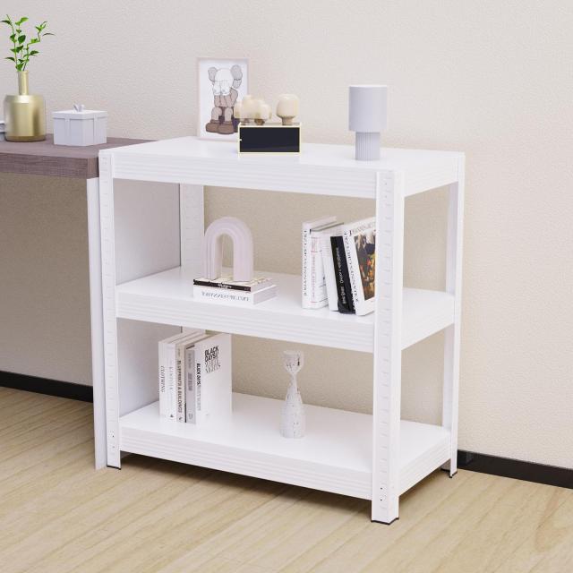 Polyidea スチールラック 3段 幅80 奥行40 高さ81 大容量 キッチンラック 家電収納棚 ヘビーデューティ メタルラック本体 組立簡単 ネジ_1