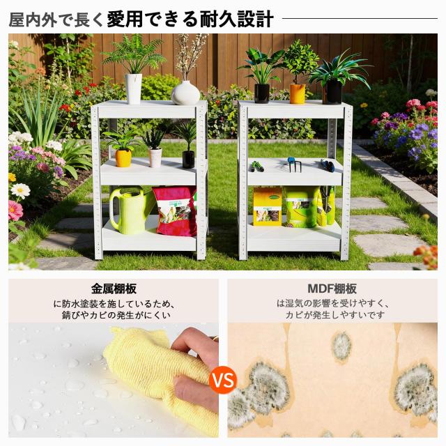 Polyidea スチールラック 3段 幅80 奥行40 高さ81 大容量 キッチンラック 家電収納棚 ヘビーデューティ メタルラック本体 組立簡単 ネジ_7