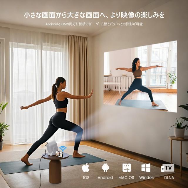 プロジェクター 家庭用 小型 天井投影 自動台形補正 【バッグ付】360回転 デザリング対応 スマホ接続 32000lm 700ANSI WiFi/双方向Blueto_4