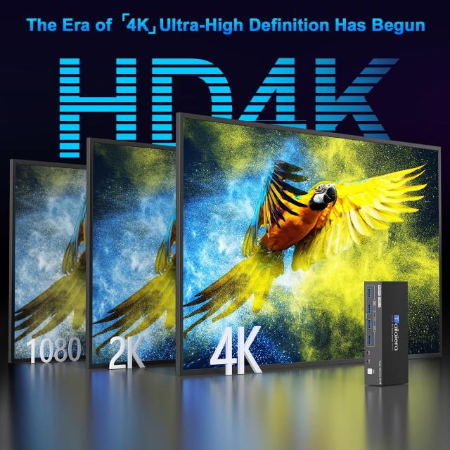 HDMI DP KVM切替器 4K@60Hz 2モニタ2コンピュータ、2入力2出力スイッチ、 4つのUSB 3.0ポートのため2台のコンピュータで2モニタ/キーボー_3