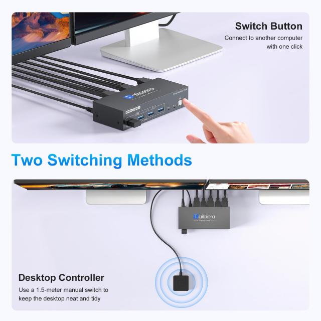 HDMI DP KVM切替器 4K@60Hz 2モニタ2コンピュータ、2入力2出力スイッチ、 4つのUSB 3.0ポートのため2台のコンピュータで2モニタ/キーボー_5