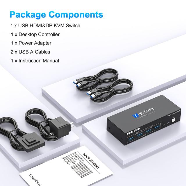 HDMI DP KVM切替器 4K@60Hz 2モニタ2コンピュータ、2入力2出力スイッチ、 4つのUSB 3.0ポートのため2台のコンピュータで2モニタ/キーボー_7