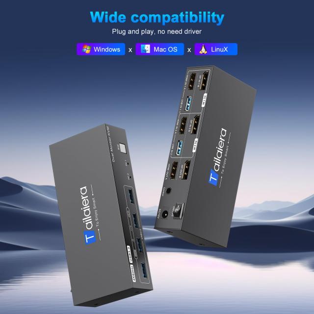 HDMI DP KVM切替器 4K@60Hz 2モニタ2コンピュータ、2入力2出力スイッチ、 4つのUSB 3.0ポートのため2台のコンピュータで2モニタ/キーボー_8