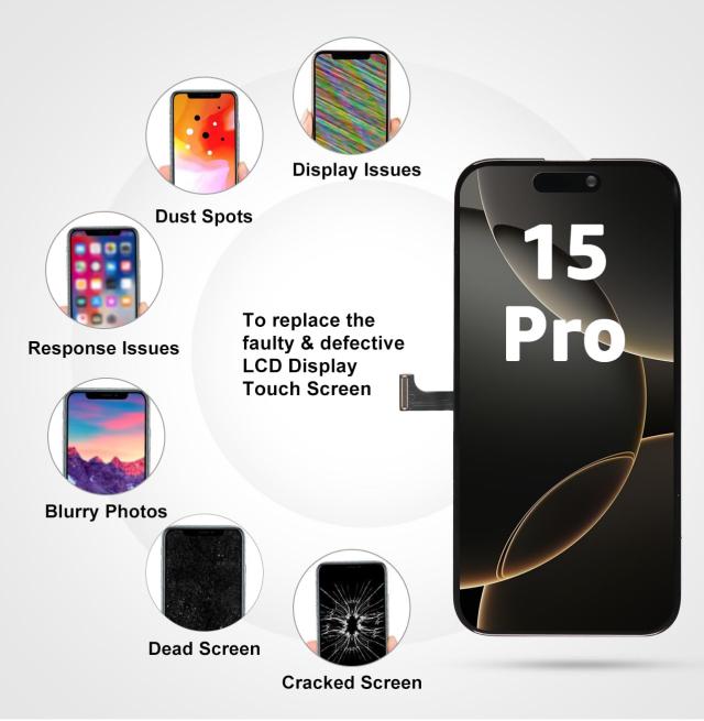 LL TRADER iPhone 15 pro 用 6.1インチ 液晶パネル 画面交換タッチスクリーン デジタイザーアセンブリフレーム 修理キット付き