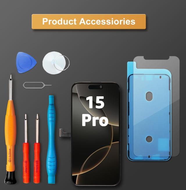 LL TRADER iPhone 15 pro 用 6.1インチ 液晶パネル 画面交換タッチスクリーン デジタイザーアセンブリフレーム 修理キット付き