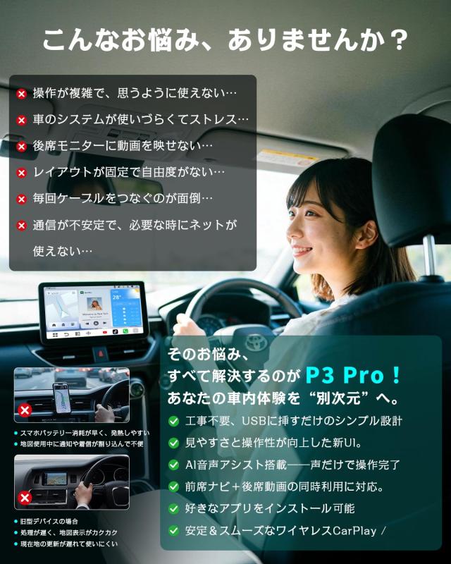 Ottocast P3 Pro オットキャスト OttoAibox P3 Pro 最新 8GB＋128GB