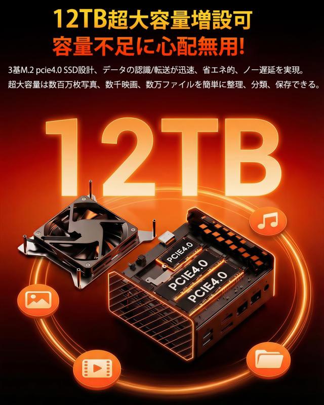 AOOSTAR GT68 ミニpc ryzen7 Pro 6850H (4.7GHz R5 7640HSより速い) 16G+1TB SSD*3/Oculink/USB4/二つ2.5G LAN/ 8k 3画面、省電力・低ノ_4