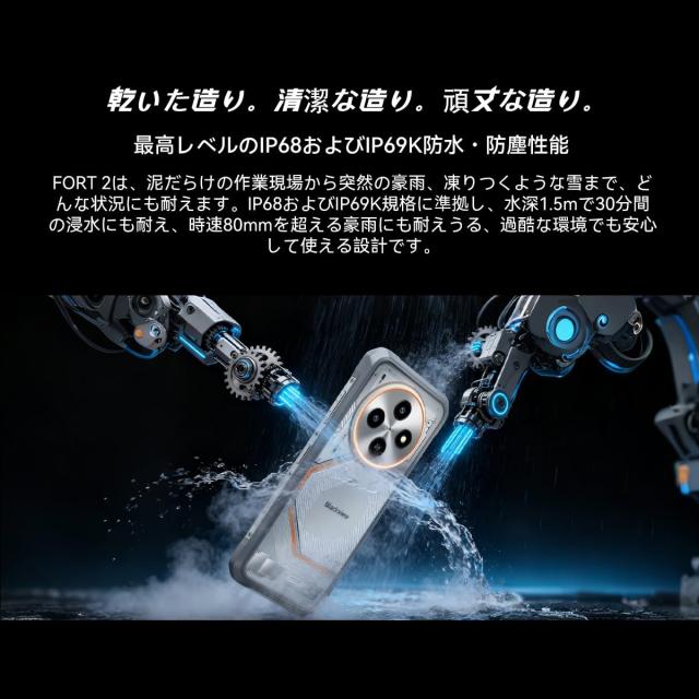 Blackview FORT 2 タフネススマホ 防水 防塵 耐衝撃 Android 15 軽量 