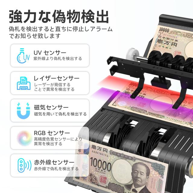 紙幣カウンター【日本専用・2025新紙幣対応】紙幣計数機 マネー