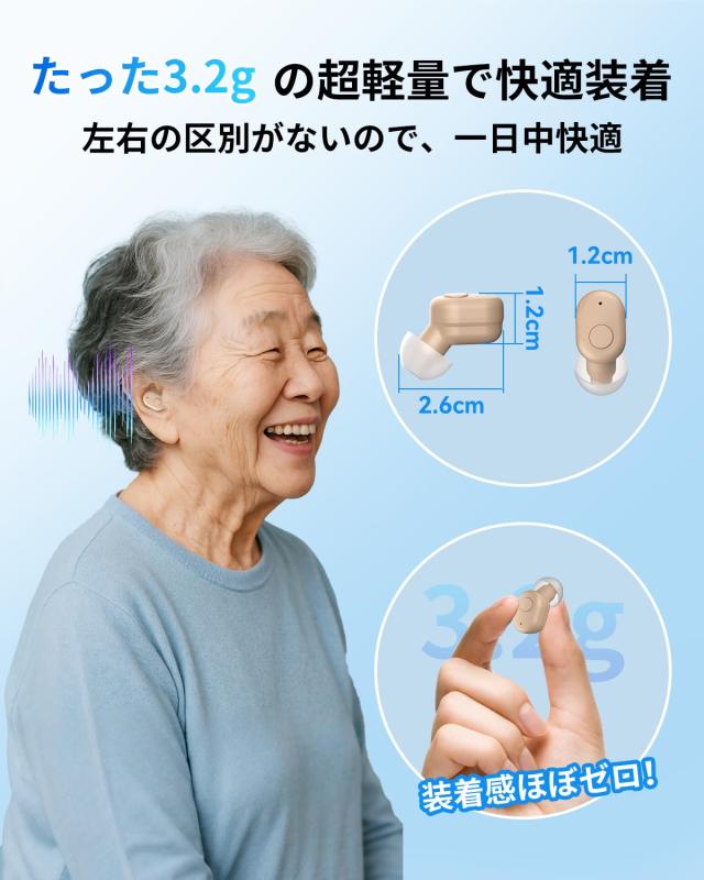 集音器 高齢者 しゅうおんき【2025年革新型 7月新登場 小さい耳にもフィット】4段階音量調整 簡単操作 音声拡聴器 3.2g軽量設計 コンパク_5