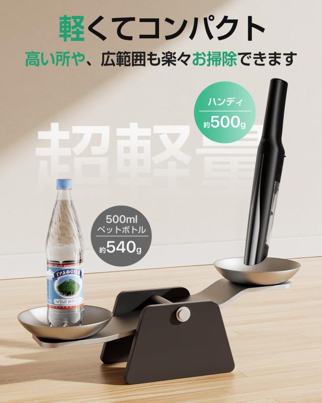 掃除機 コードレス 軽量【45000pa超強力吸引・45分連続稼働・収納＆充電 スタンド付き・ホコリ自動検知】 ハンディ 掃除機 スティック ク_4