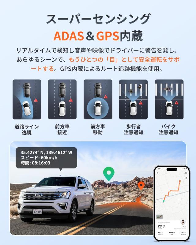 800万画素超強暗視】 70mai Dash Cam 4K A800SE ドライブレコーダー