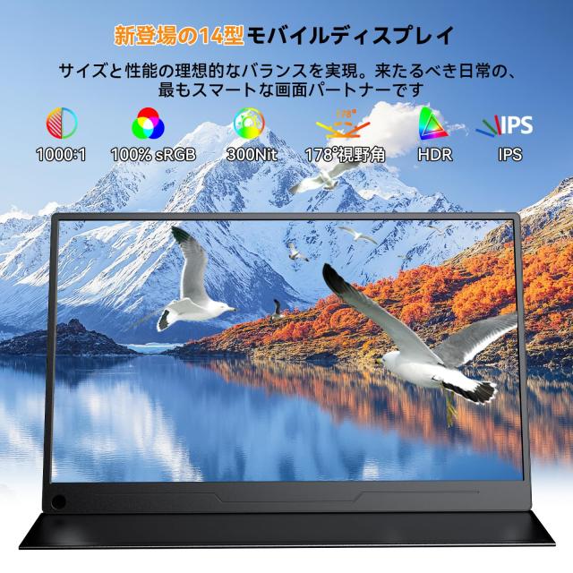 FHD モバイルディスプレイ モニター 卓上 HDMI Type 充電 FHD モバイル