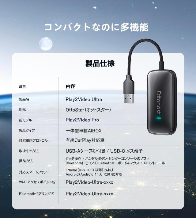 Ottocast Play2Video Ultra オットキャスト OttoStar 2025新型